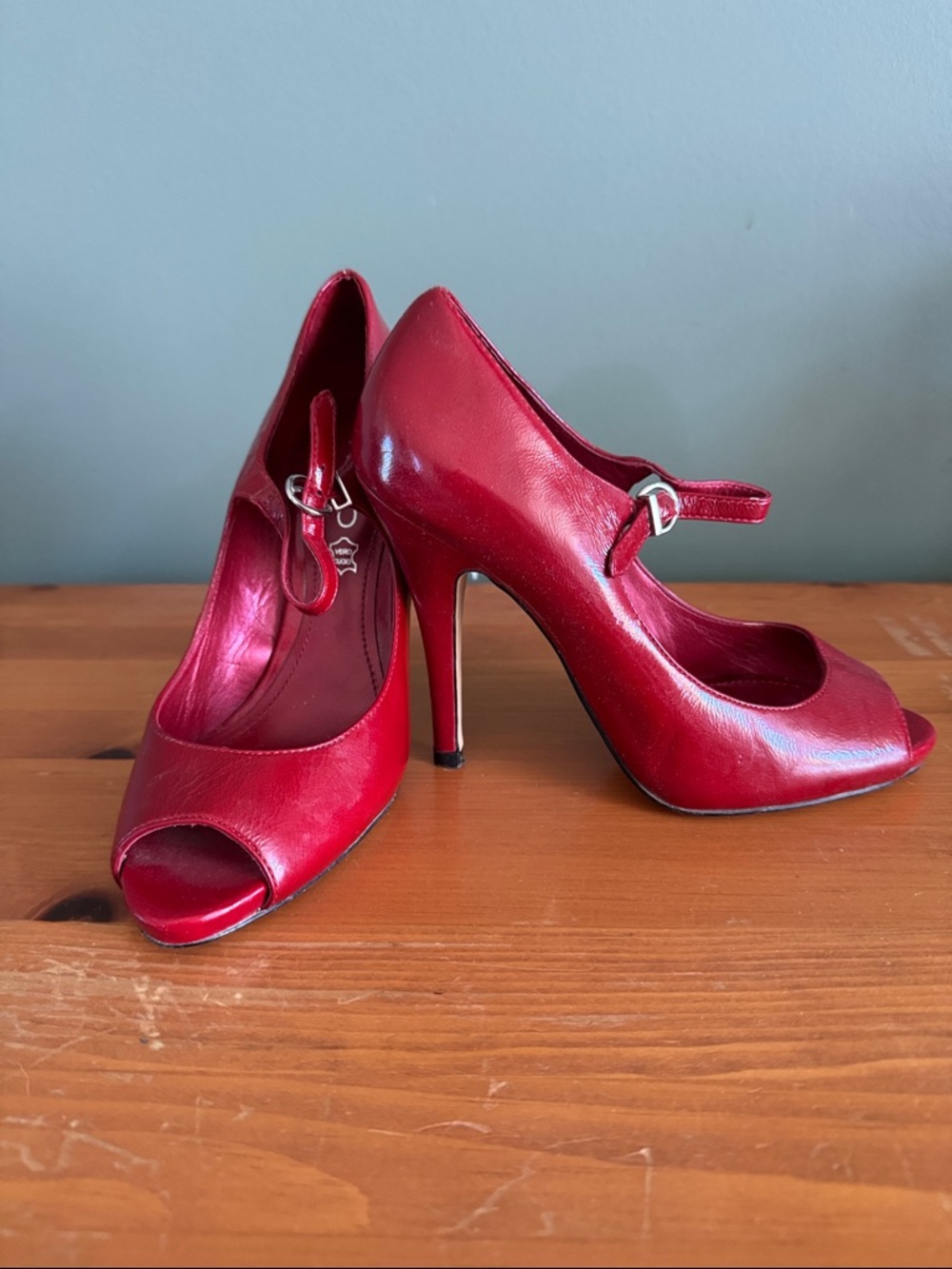 Aldo Red Peep-Toe Mary Jane Stiletto Heels